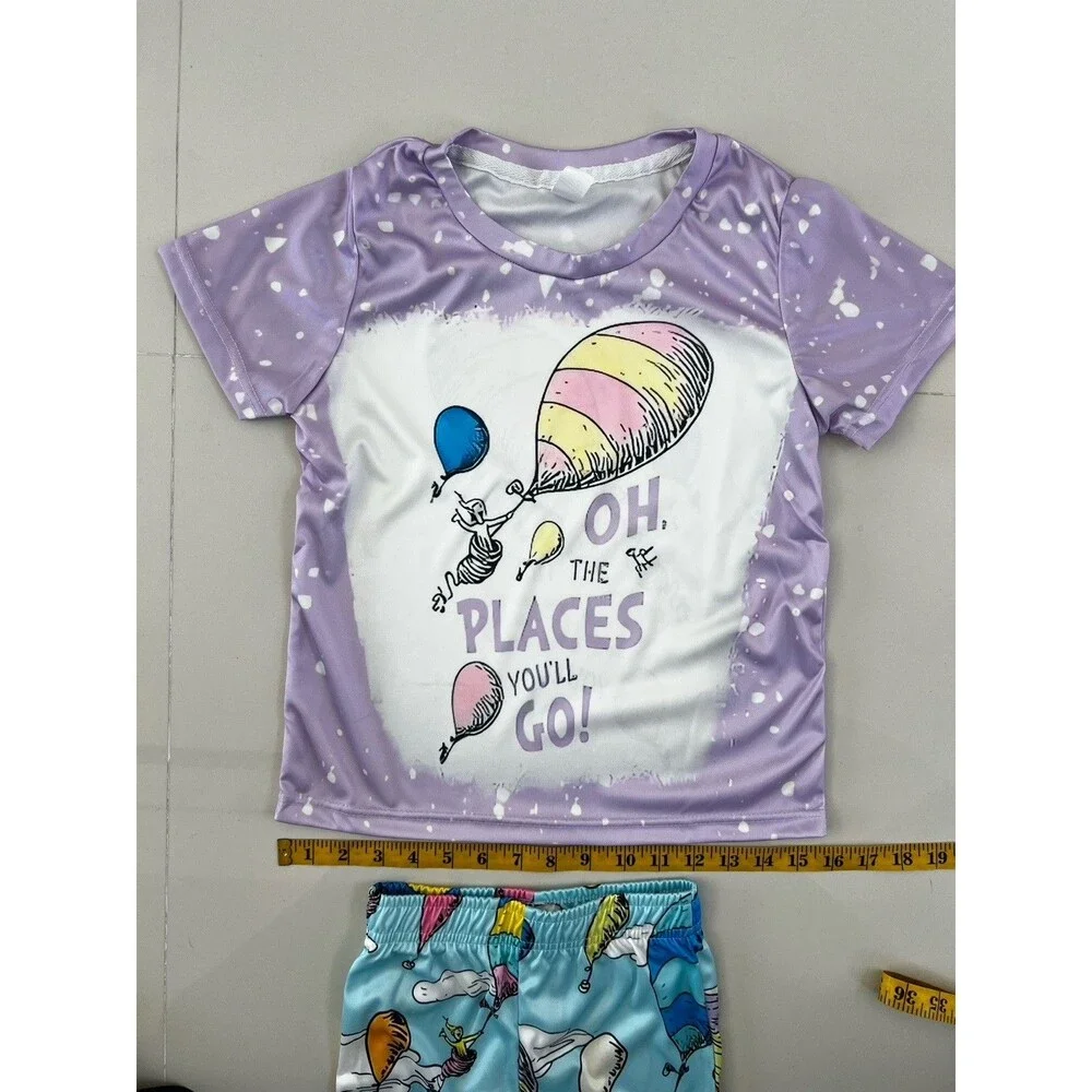 Dr Seuss Oh The Paces You'll Go! 2 piece Outfit Set Flare Bell Bottoms Tee  5-6
